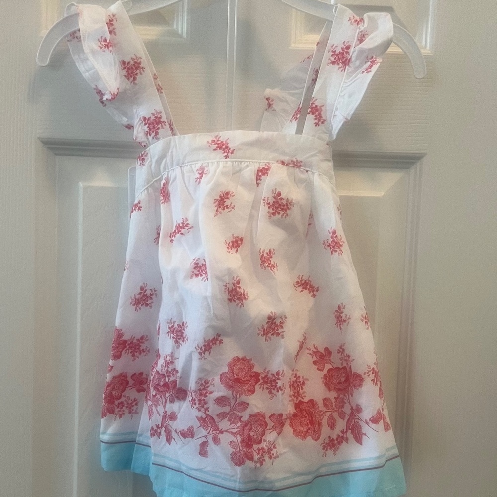 Janie and Jack size 6 Flutter sleeve tank red white blue